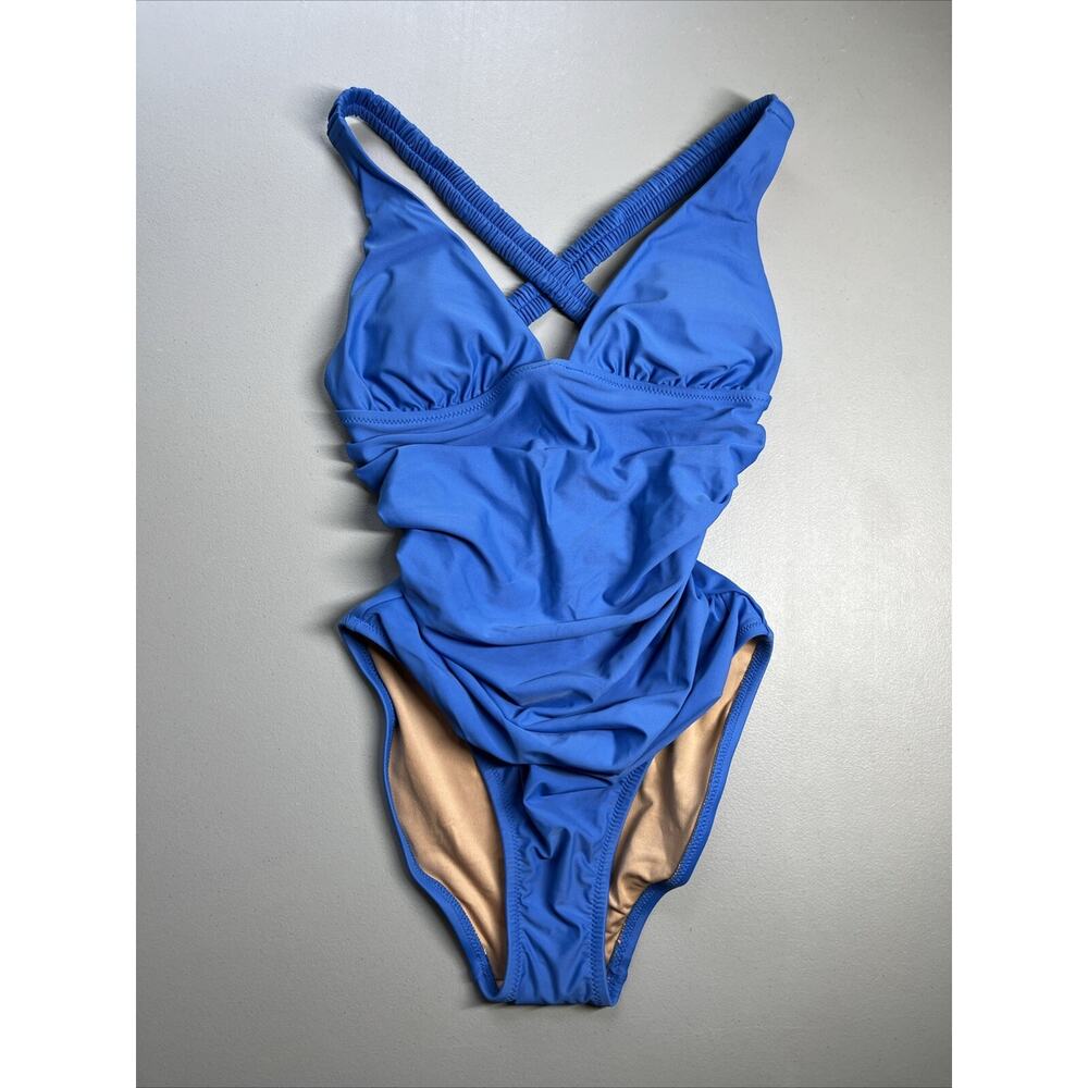 J Crew Scrunchie Strap Plunge One Piece Swimsuit Womens Size 0 Deep V Suit